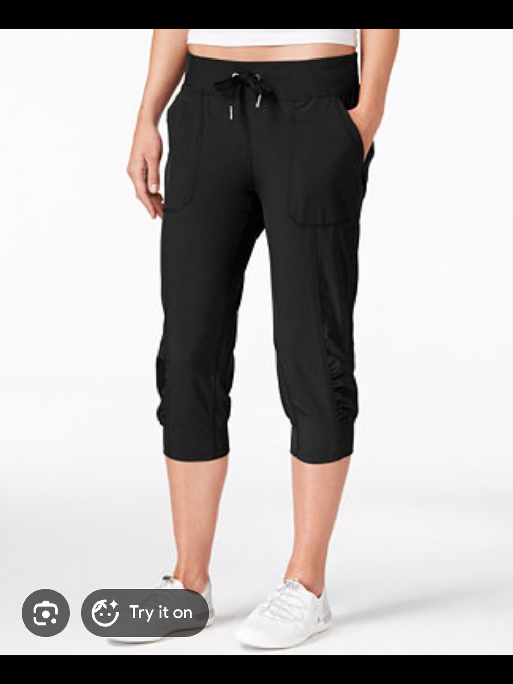 Calvin Klein Black Drawstring Cargo Capri Pants